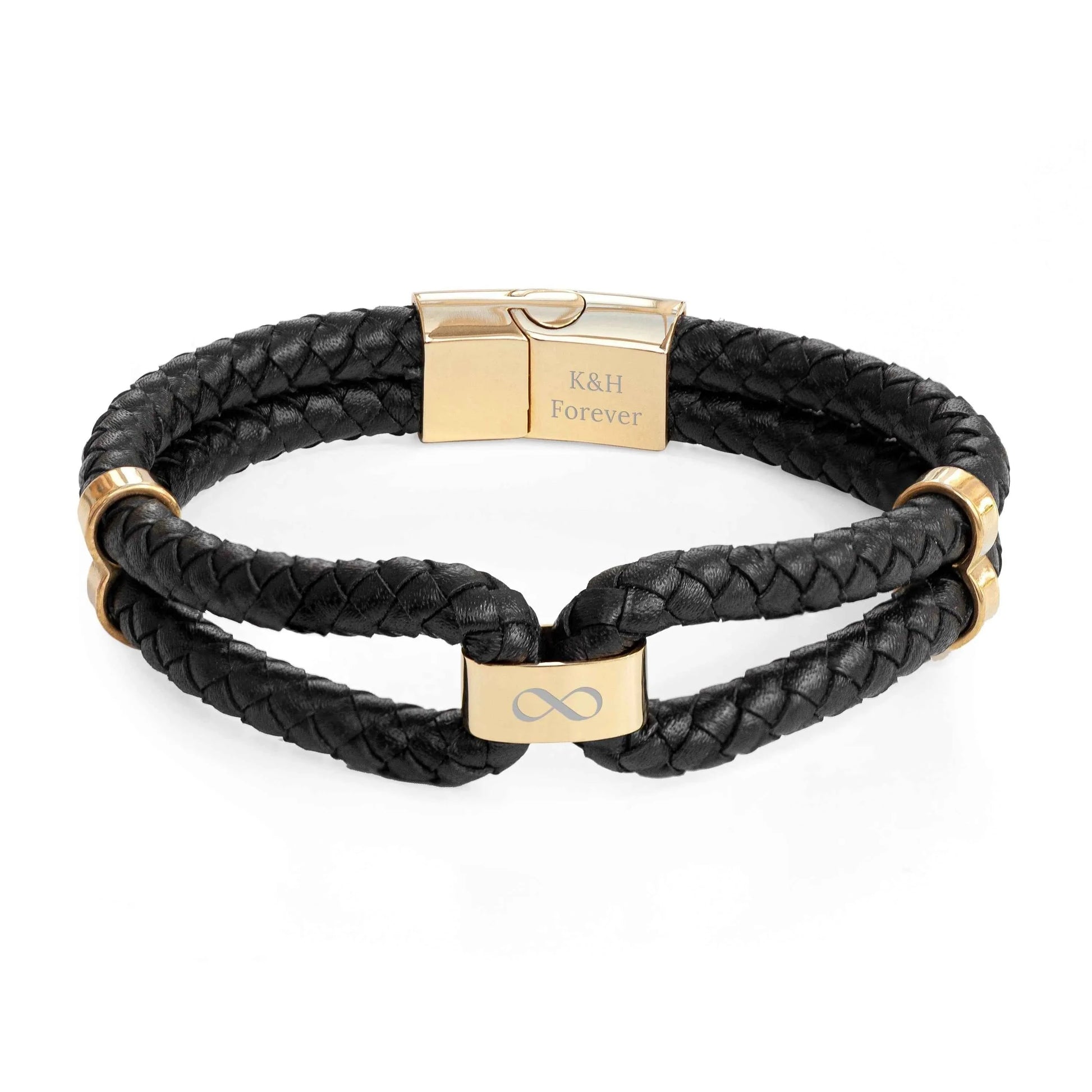 Personalized Men's Infinity Dual Leather Bracelet  Men's Bracelets Deeply Engraved