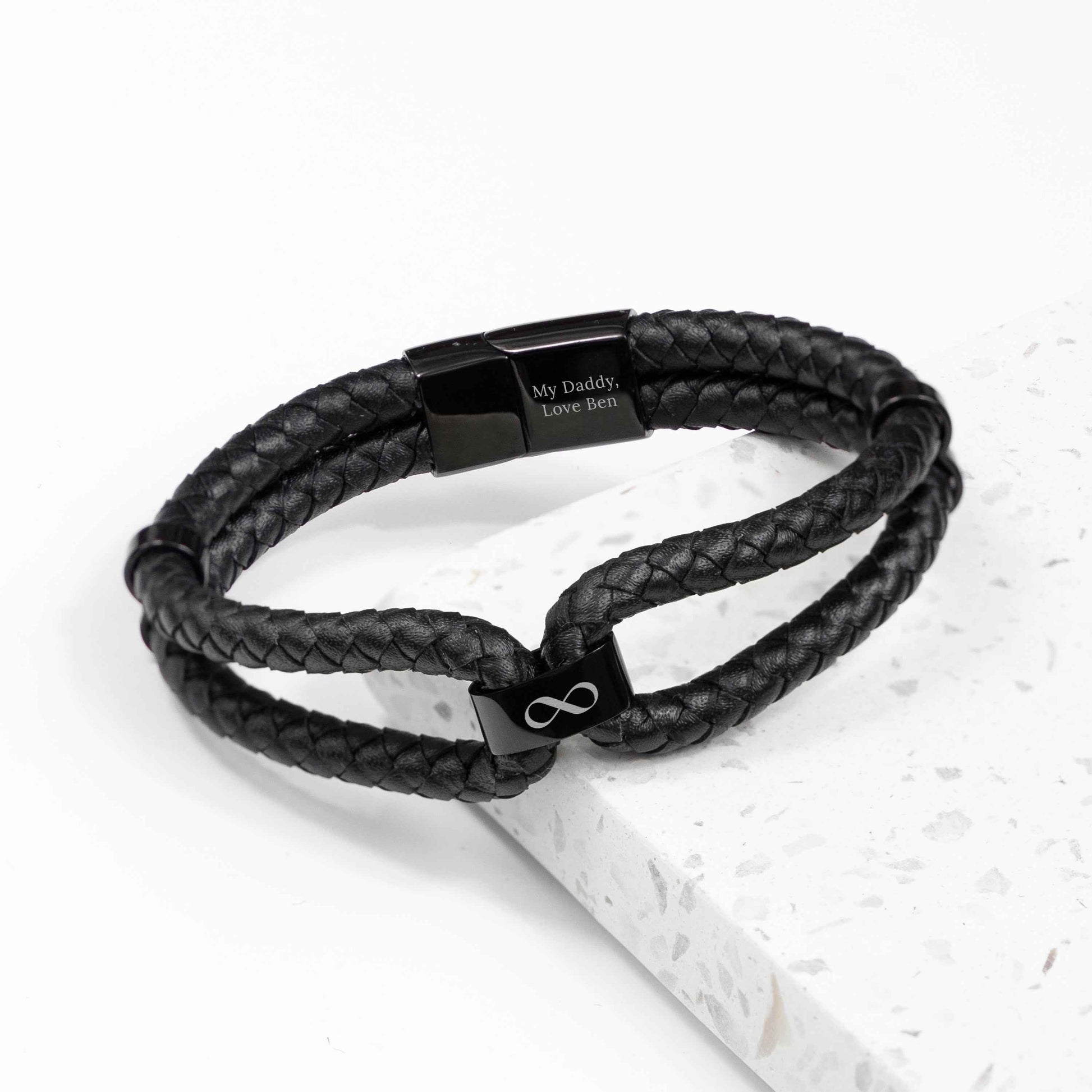 Personalized Men's Infinity Dual Leather Bracelet  Men's Bracelets Deeply Engraved