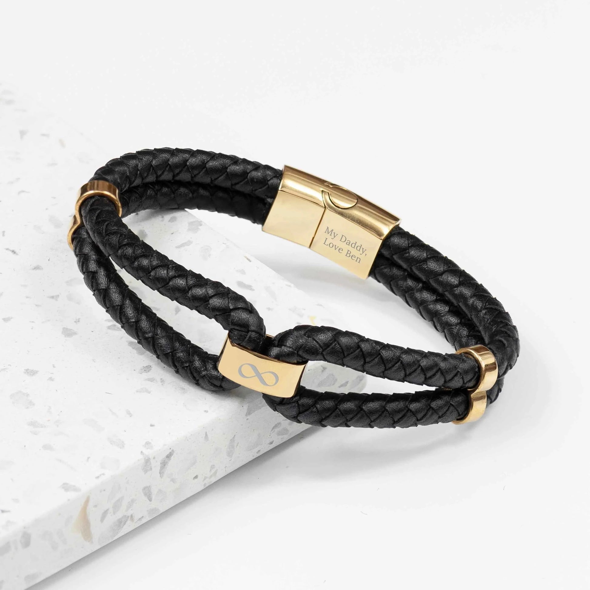 Personalized Men's Infinity Dual Leather Bracelet  Men's Bracelets Deeply Engraved