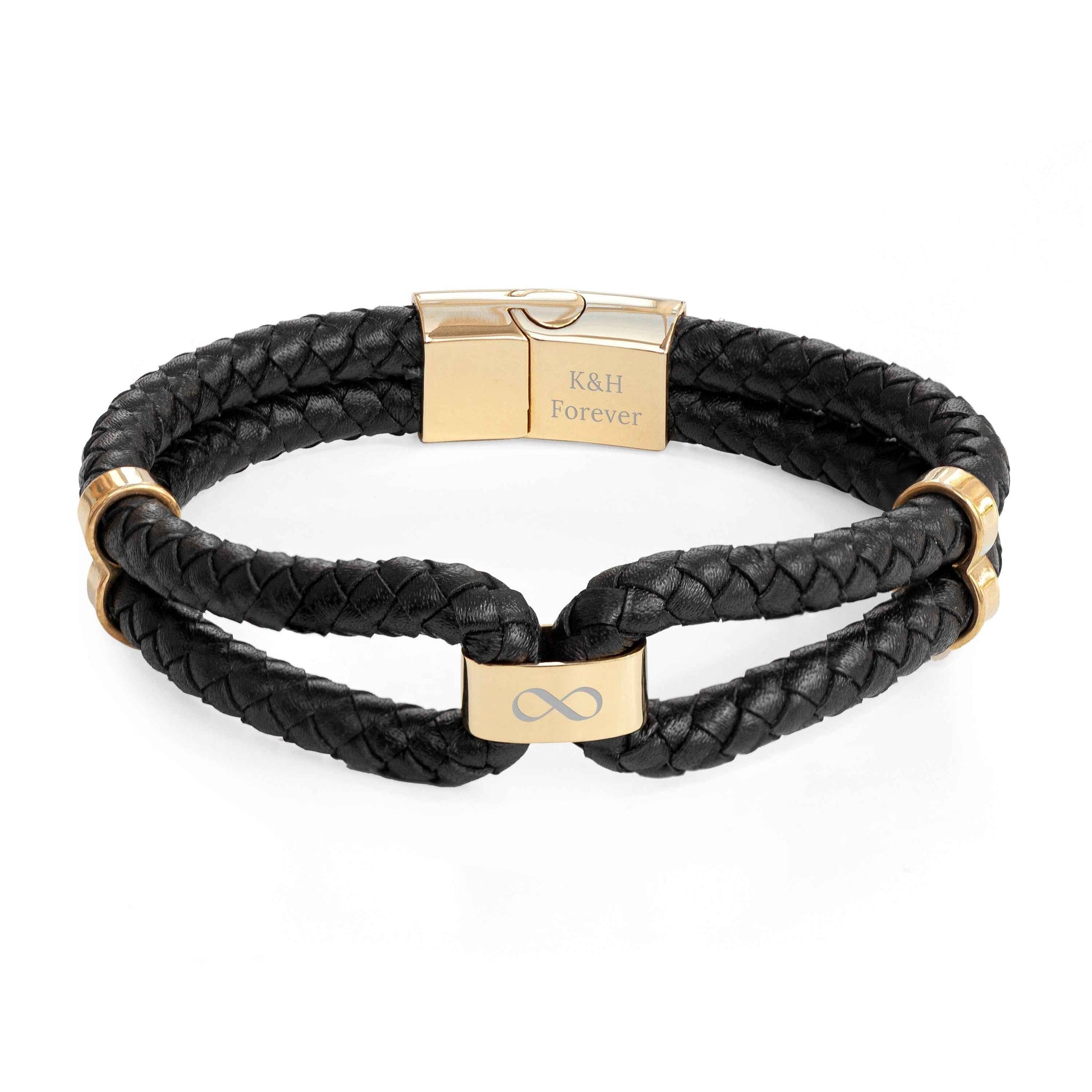 Personalized Men's Infinity Dual Leather Bracelet  Men's Bracelets Deeply Engraved