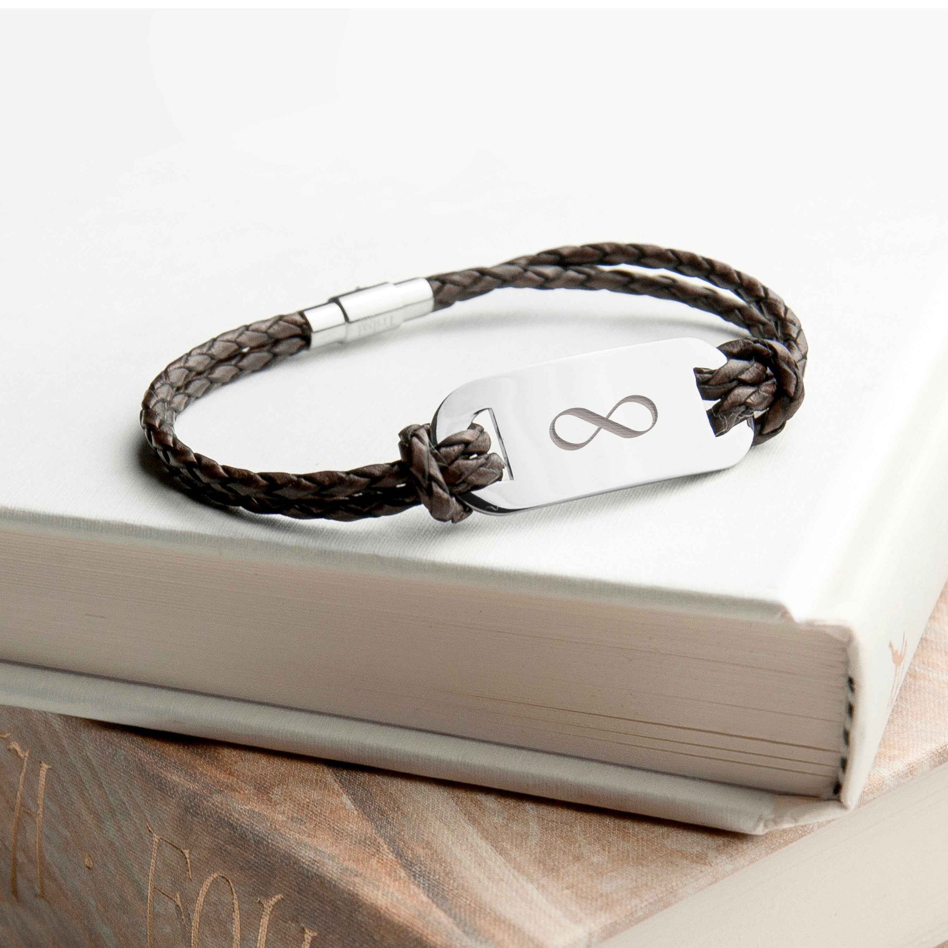 Personalized Men's Infinity Statement Leather Bracelet  Men's Bracelets Deeply Engraved