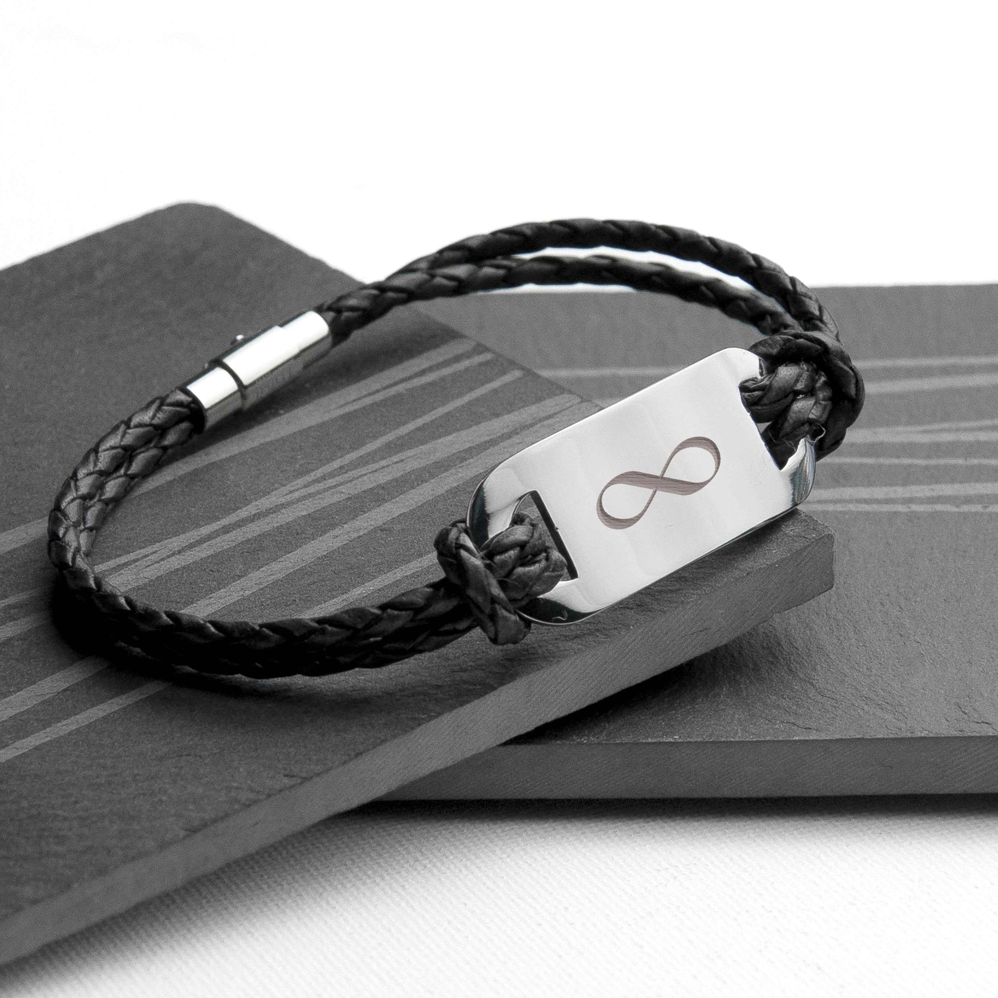 Personalized Men's Infinity Statement Leather Bracelet  Men's Bracelets Deeply Engraved