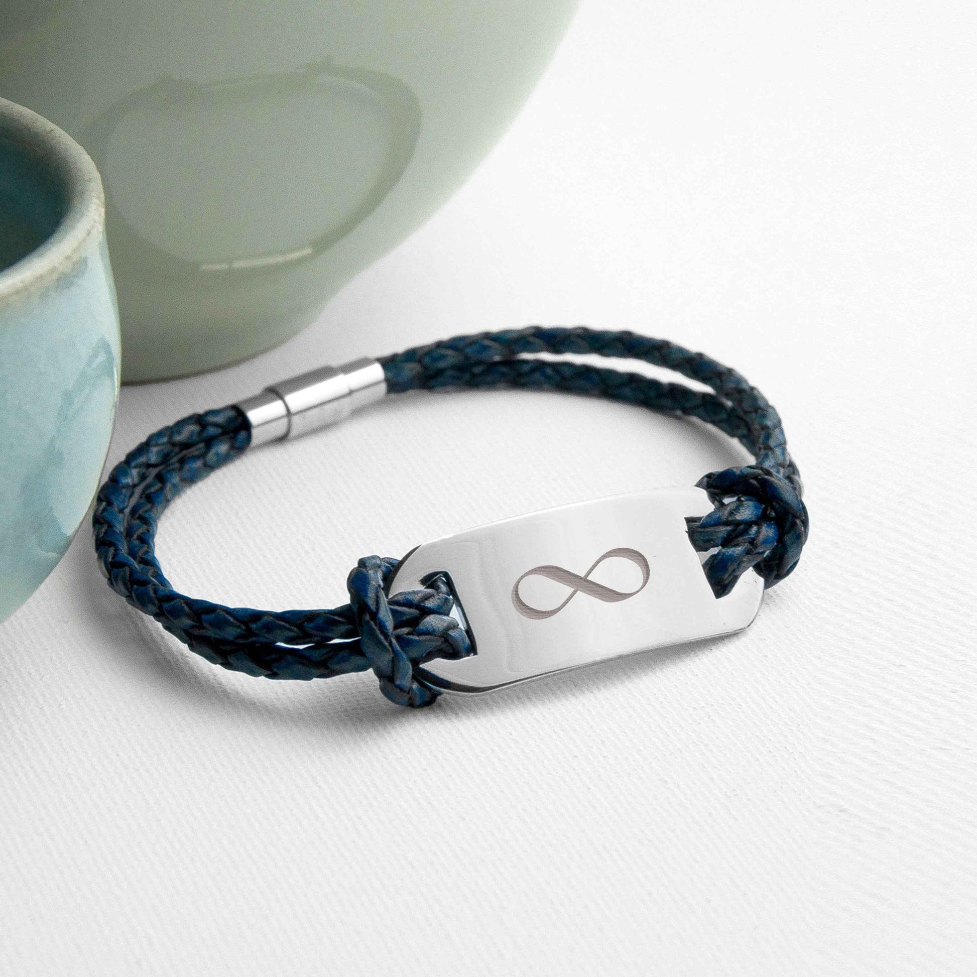 Personalized Men's Infinity Statement Leather Bracelet  Men's Bracelets Deeply Engraved