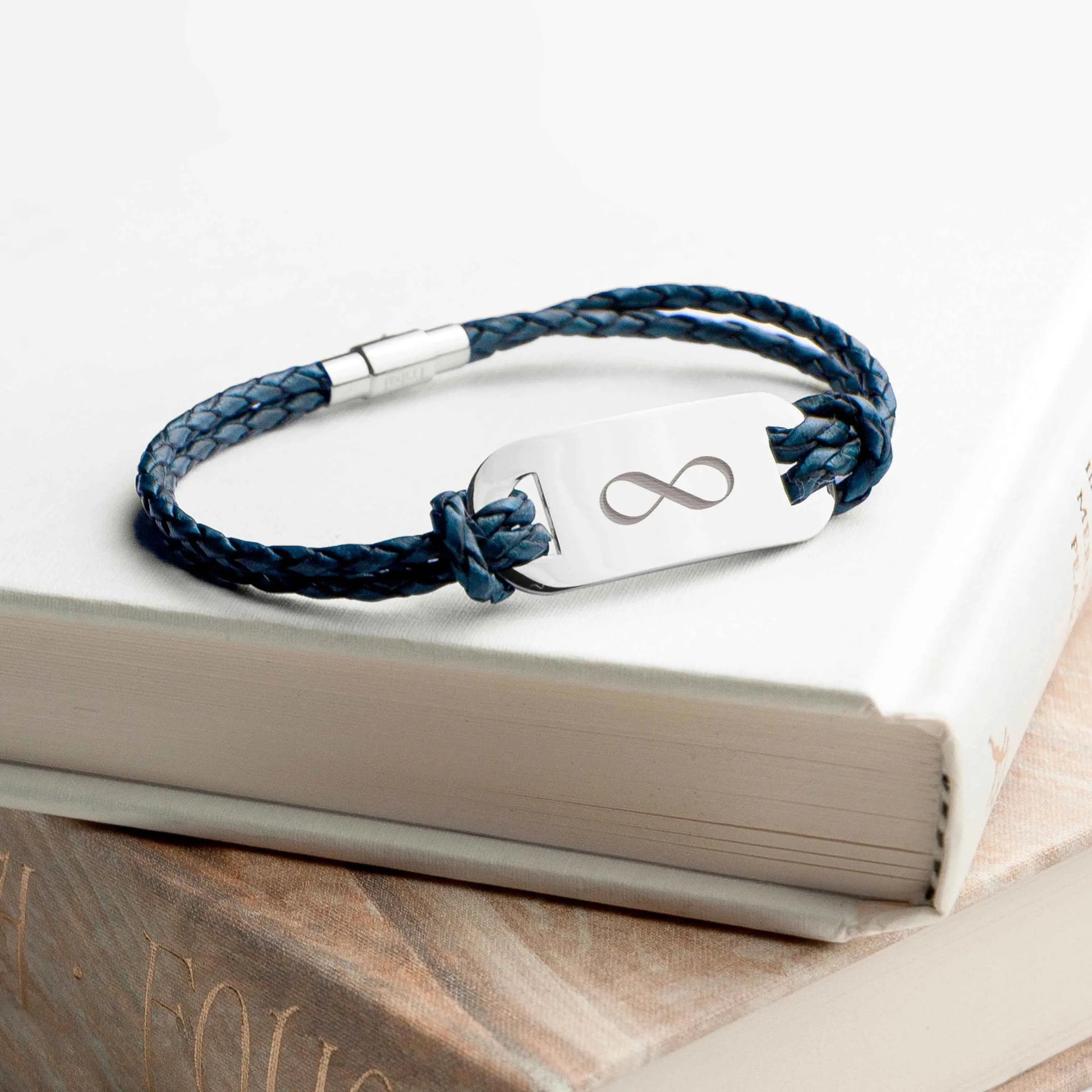 Personalized Men's Infinity Statement Leather Bracelet  Men's Bracelets Deeply Engraved