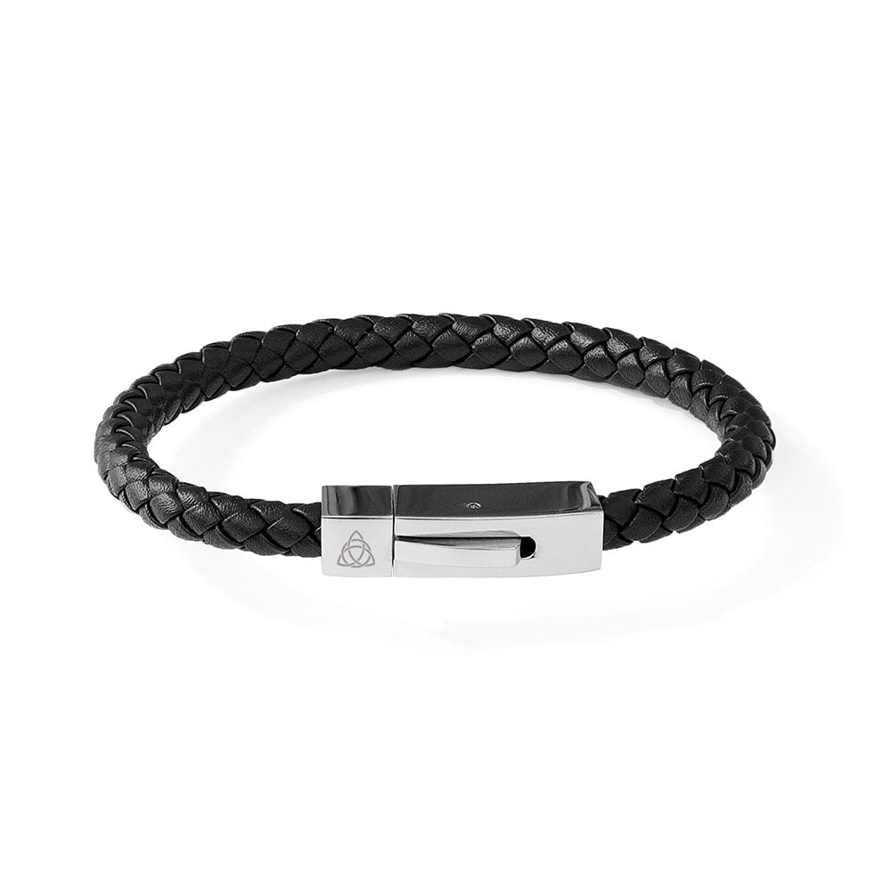 Personalized Men's Leather Cord Bracelet with Tube Clasp  Men's Bracelets Deeply Engraved