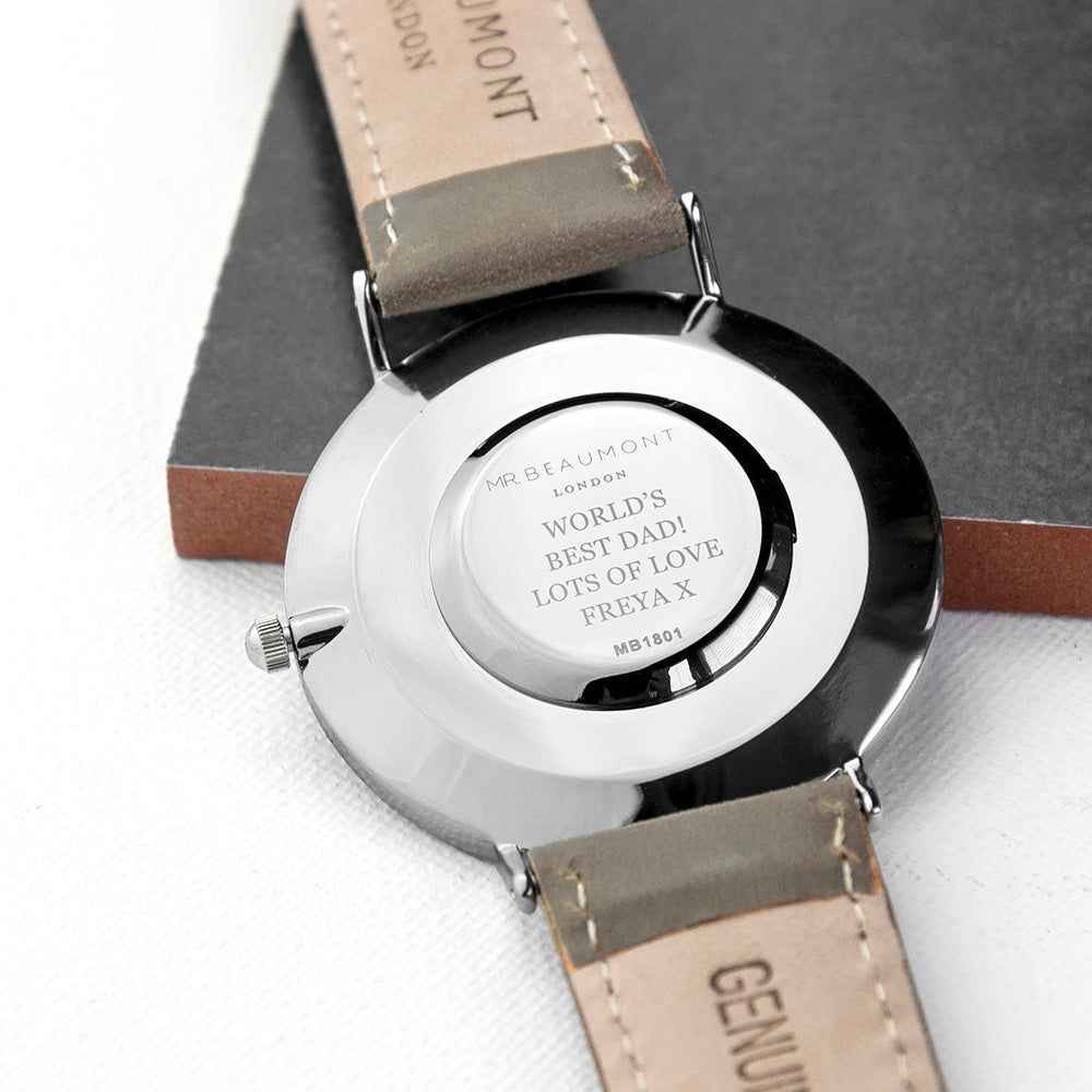Personalized Men’s Leather Watch – Ash Strap  Men's Watches Deeply Engraved