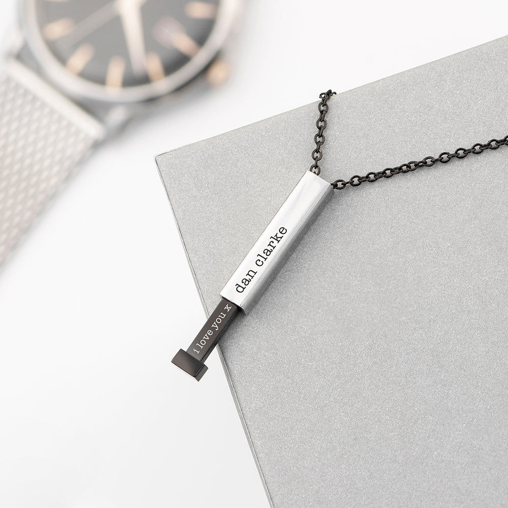 Personalized Men's Message Capsule Necklace  Men's Necklaces Deeply Engraved