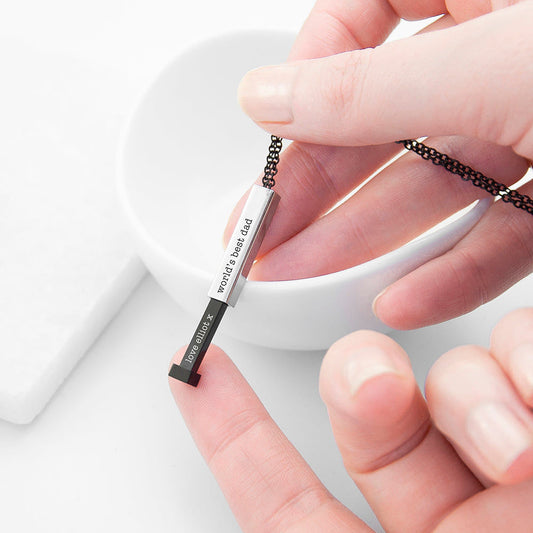 Personalized Men's Message Capsule Necklace  Men's Necklaces Deeply Engraved