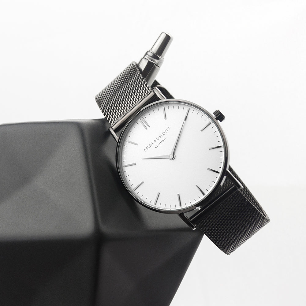 Personalized Men's Metallic Charcoal Grey Watch  Men's Watches Deeply Engraved