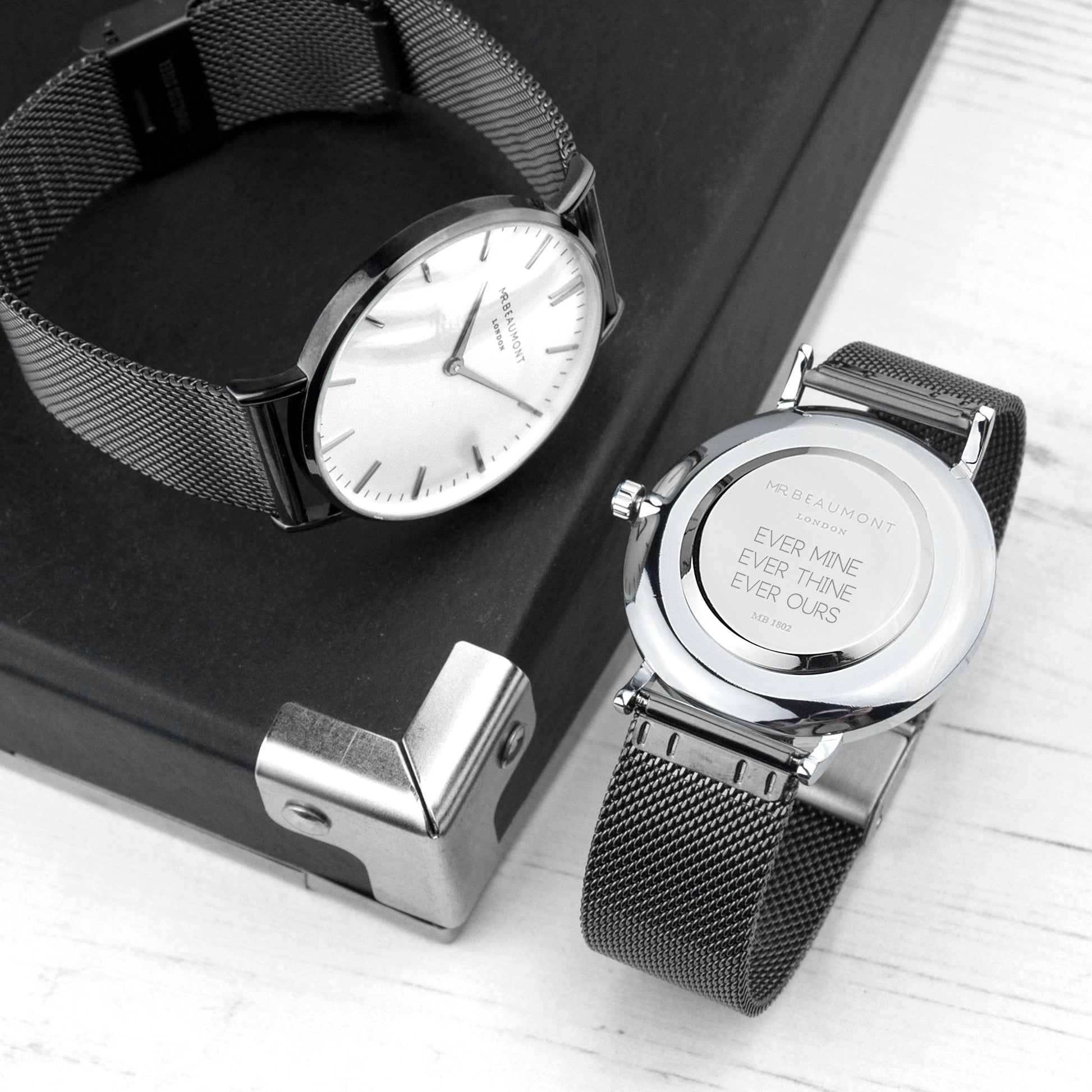 Personalized Men's Metallic Charcoal Grey Watch  Men's Watches Deeply Engraved