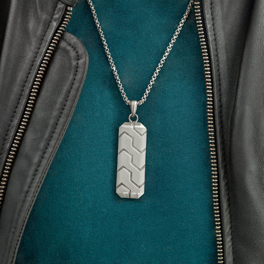 Personalized Men's Stainless Steel Tyretread Dog Tag Necklace  Men's Necklaces Deeply Engraved