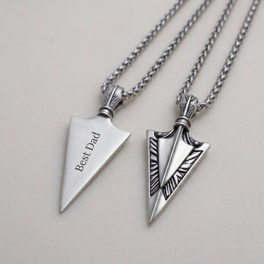Personalized Men's Tribal Arrowhead Necklace  Men's Necklaces Deeply Engraved