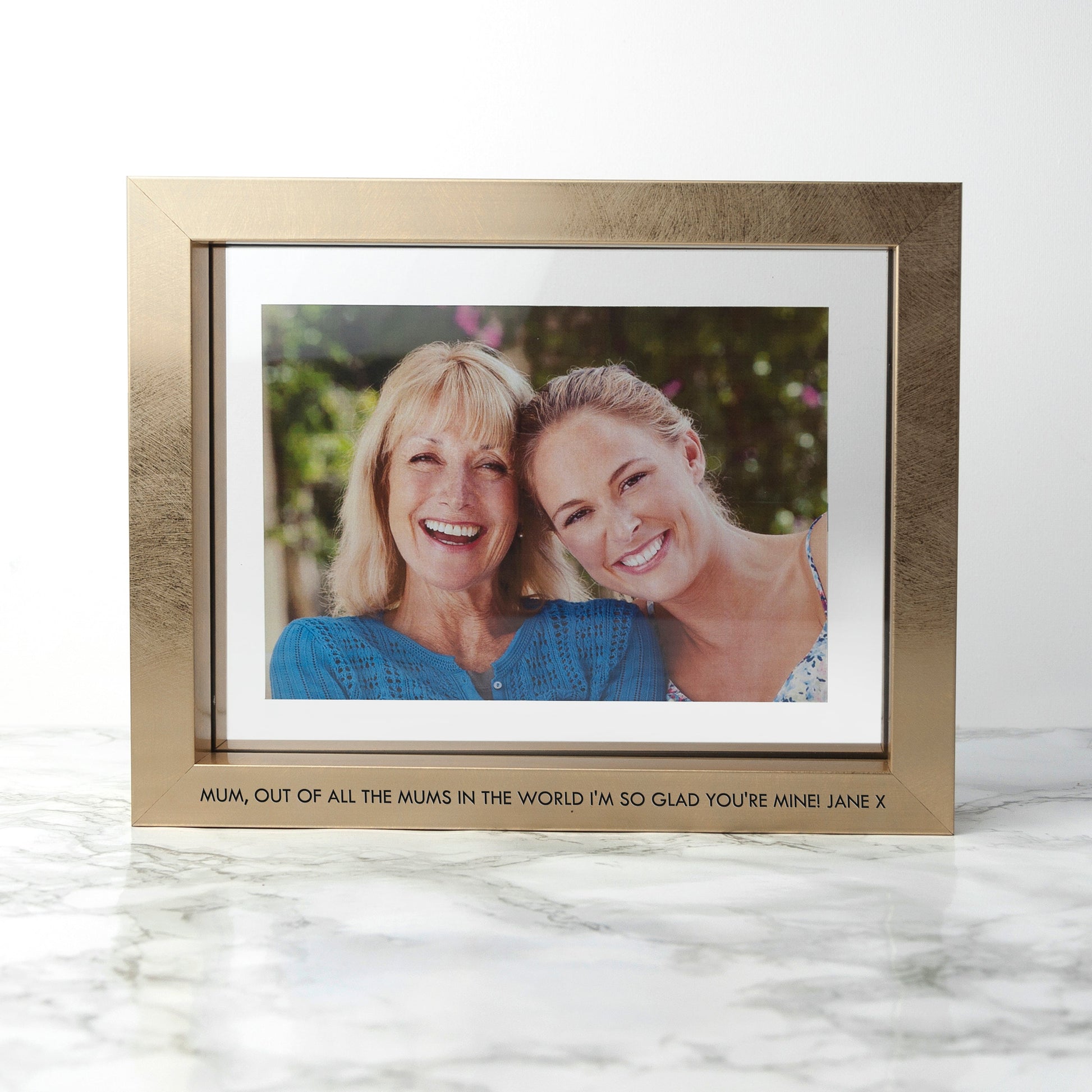 Personalized Metallic Gold Floating Photo Frames  Photo Frames Deeply Engraved