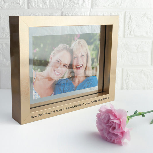 Personalized Metallic Gold Floating Photo Frames  Photo Frames Deeply Engraved