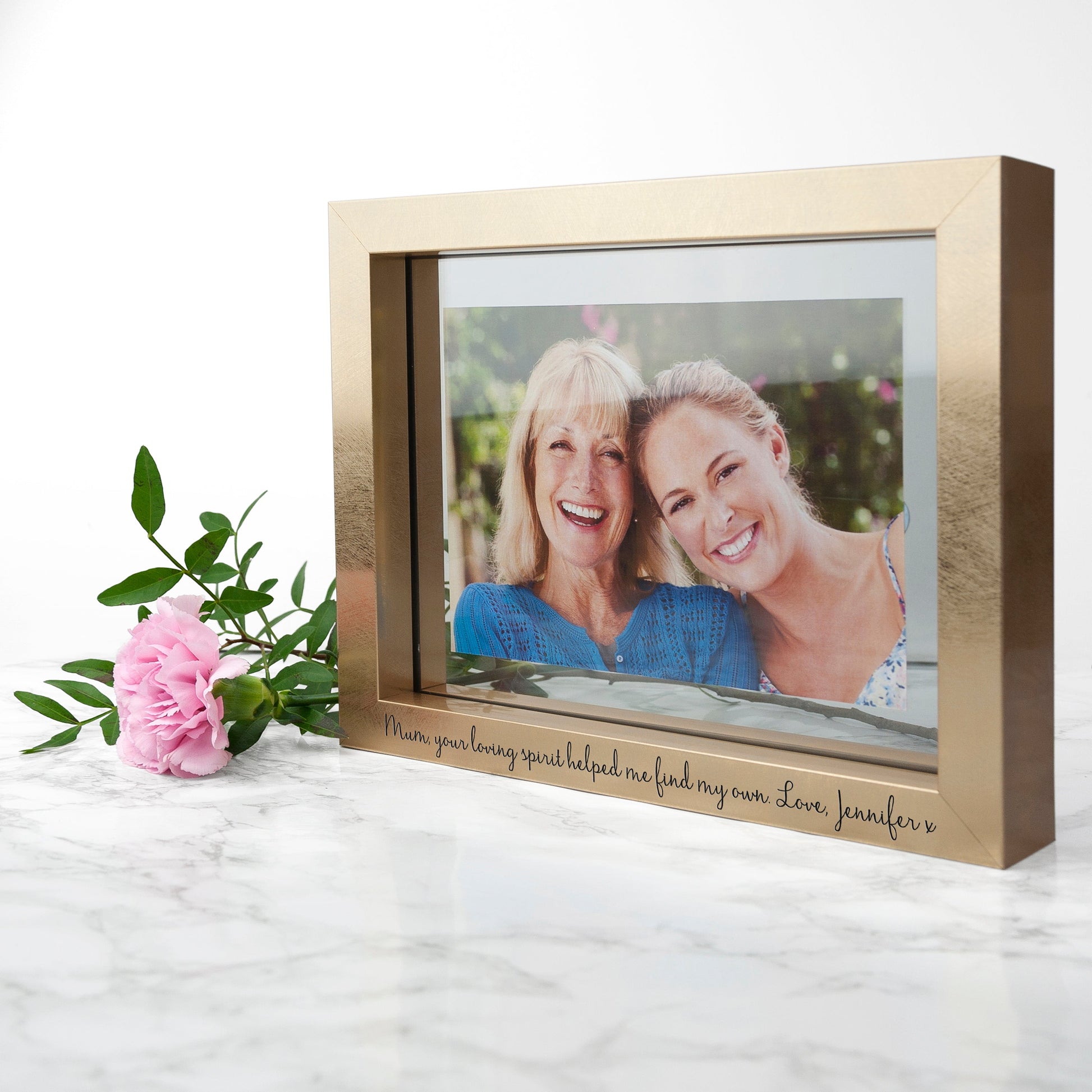 Personalized Metallic Gold Floating Photo Frames  Photo Frames Deeply Engraved