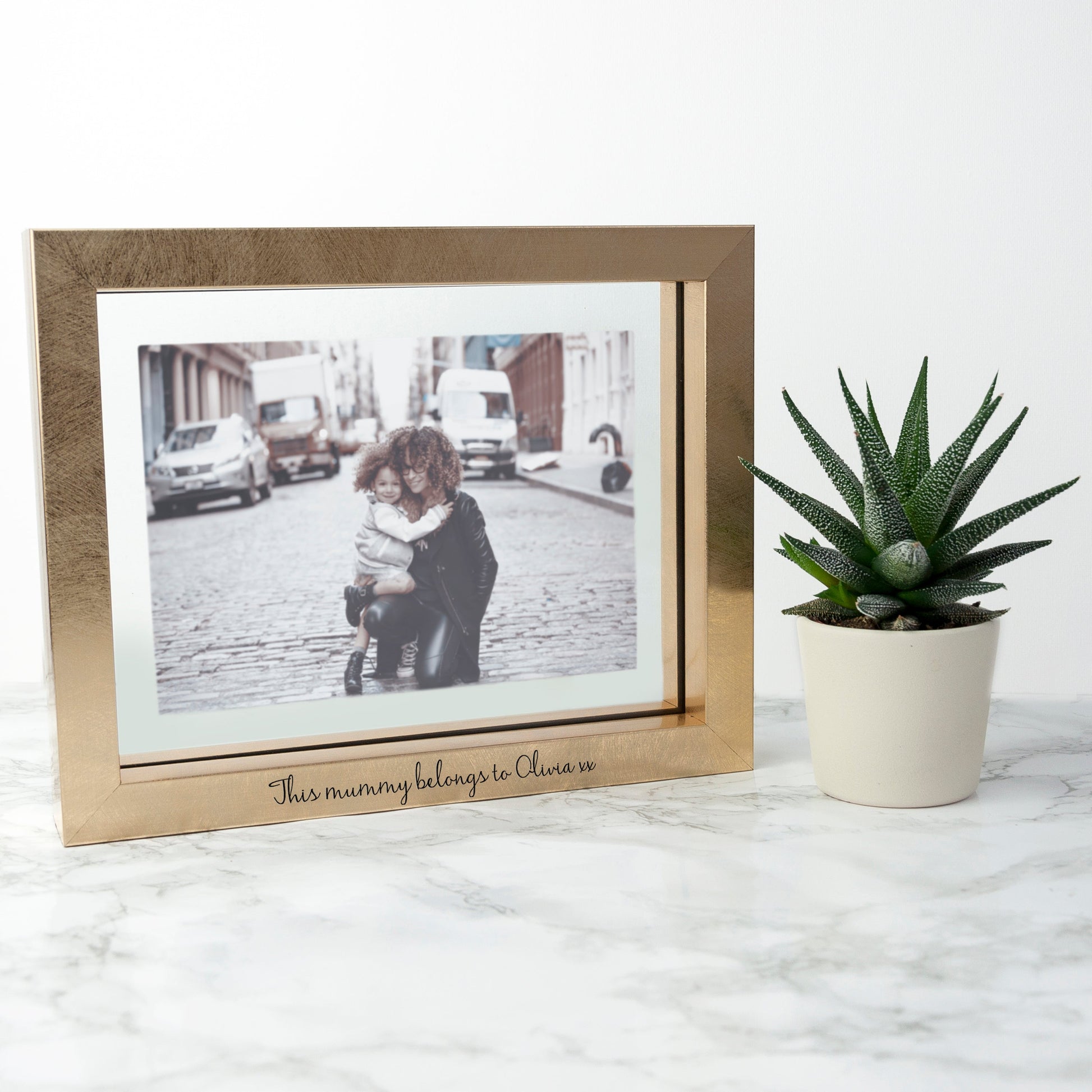 Personalized Metallic Gold Floating Photo Frames  Photo Frames Deeply Engraved
