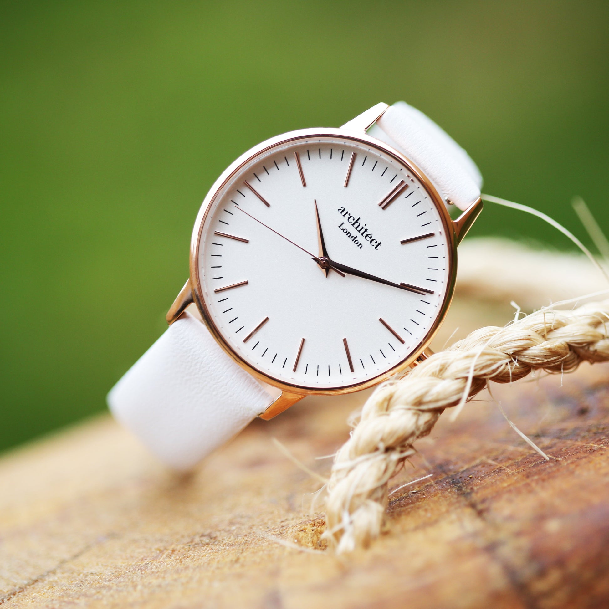 Personalized Minimalist Ladies Watch – White Strap  Ladies' Watches Deeply Engraved
