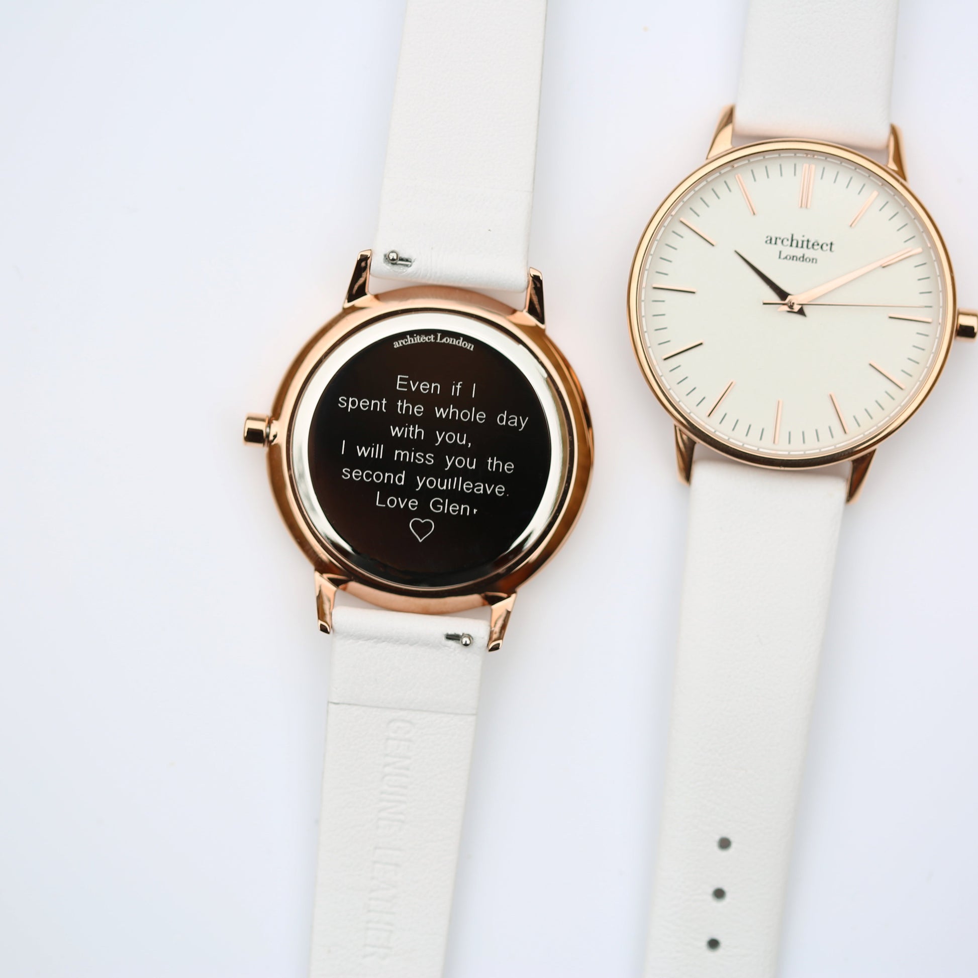 Personalized Minimalist Ladies Watch – White Strap  Ladies' Watches Deeply Engraved