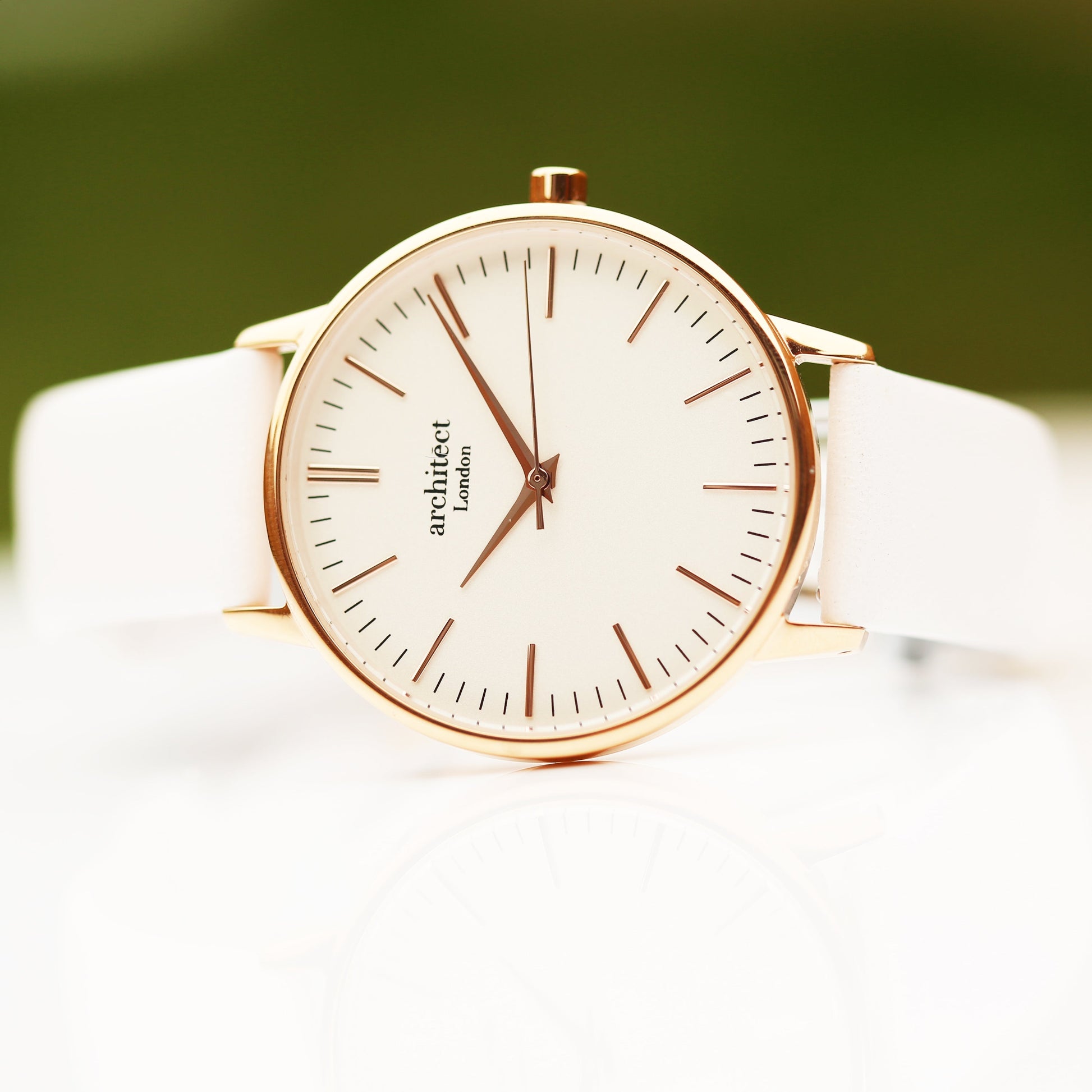 Personalized Minimalist Ladies Watch – White Strap  Ladies' Watches Deeply Engraved