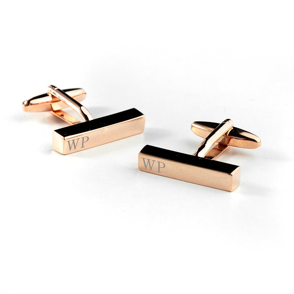 Personalized Monogram Bar Cufflinks  Cufflinks Deeply Engraved