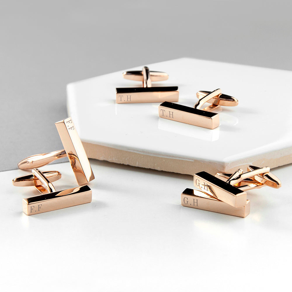 Personalized Monogram Bar Cufflinks  Cufflinks Deeply Engraved