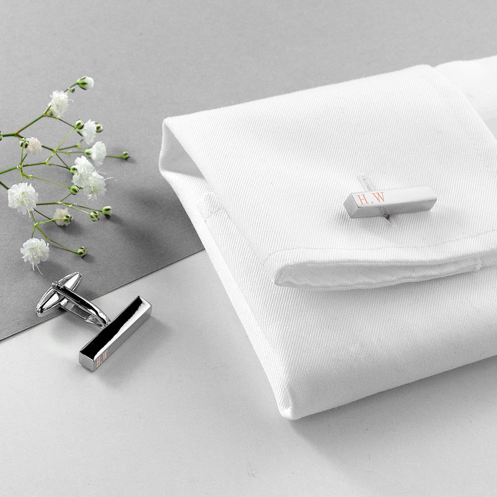 Personalized Monogram Bar Cufflinks  Cufflinks Deeply Engraved