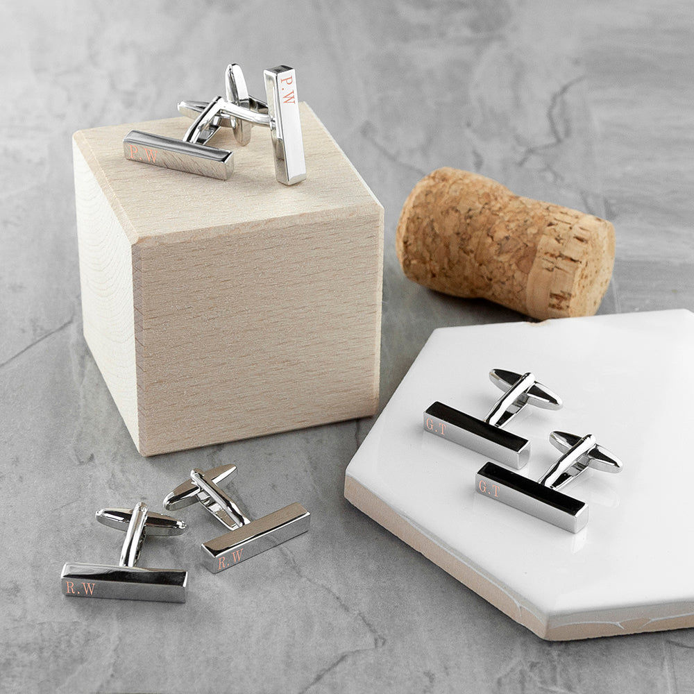 Personalized Monogram Bar Cufflinks  Cufflinks Deeply Engraved