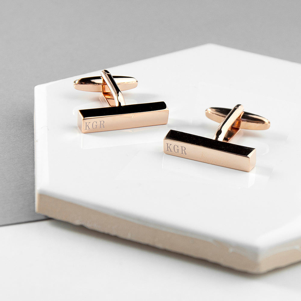 Personalized Monogram Bar Cufflinks  Cufflinks Deeply Engraved