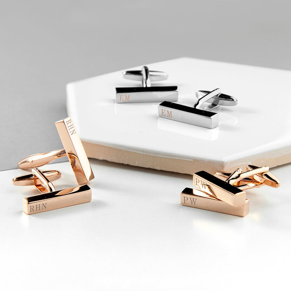 Personalized Monogram Bar Cufflinks  Cufflinks Deeply Engraved