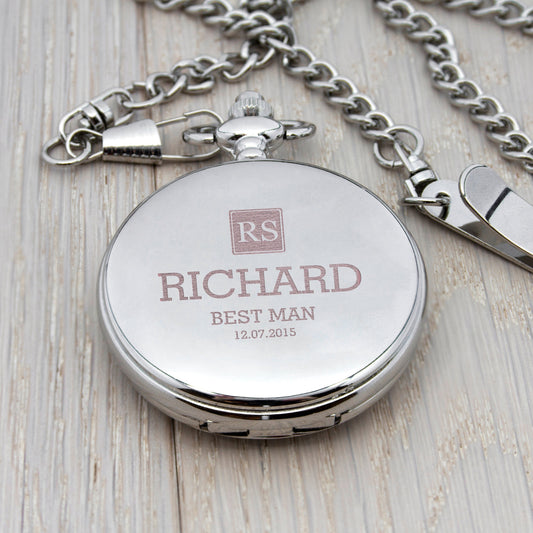 Personalized Monogram Groomsman Pocket Watch  Pocket Watches Deeply Engraved