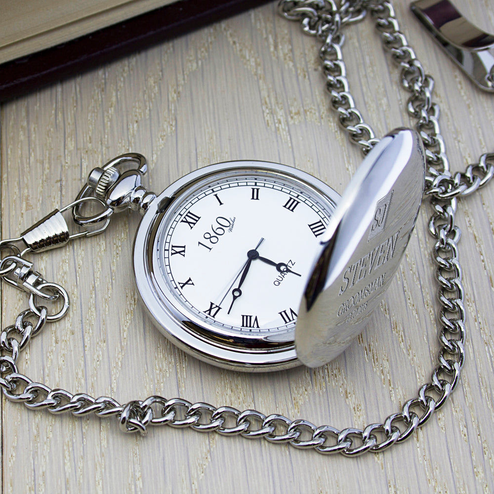 Personalized Monogram Groomsman Pocket Watch  Pocket Watches Deeply Engraved