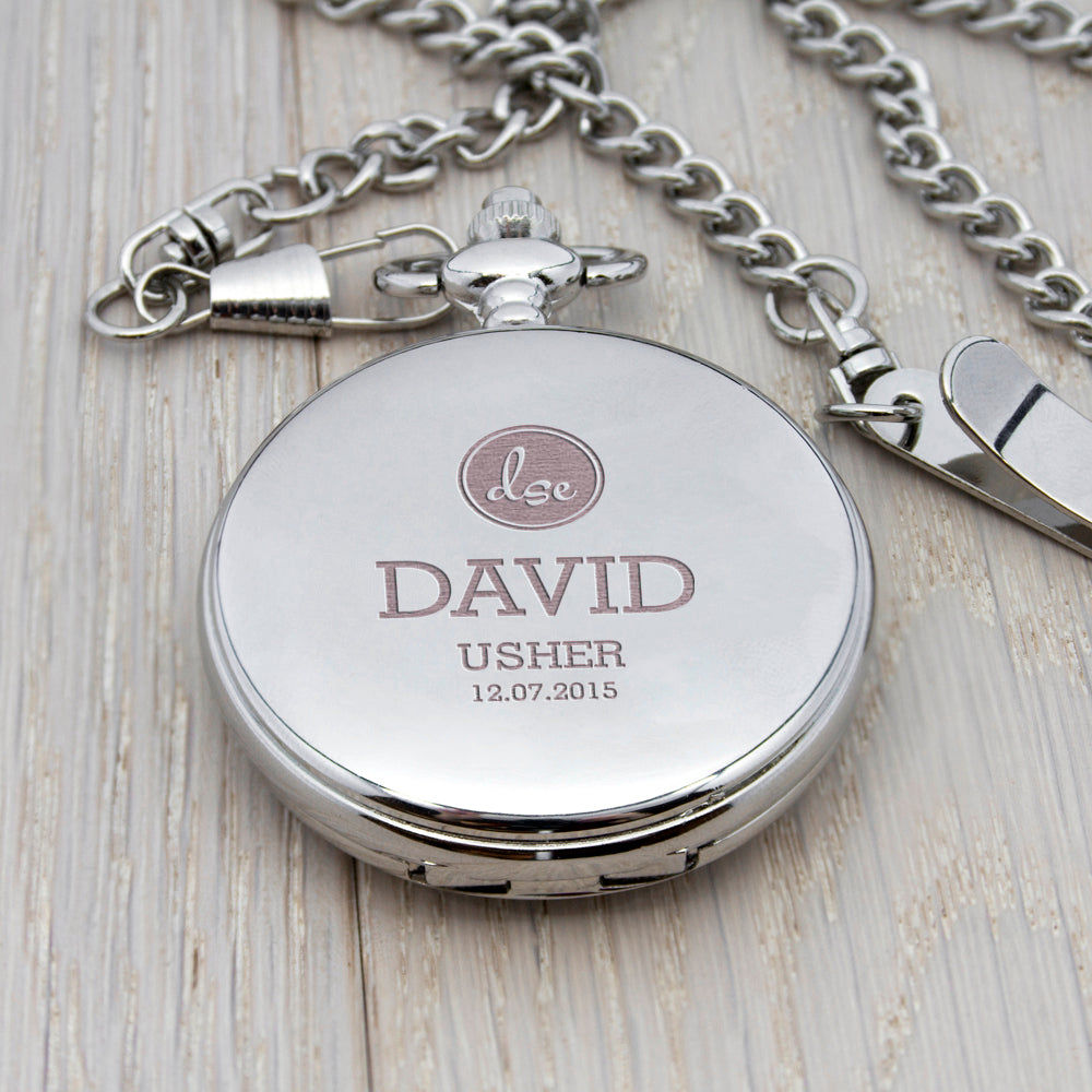 Personalized Monogram Groomsman Pocket Watch  Pocket Watches Deeply Engraved