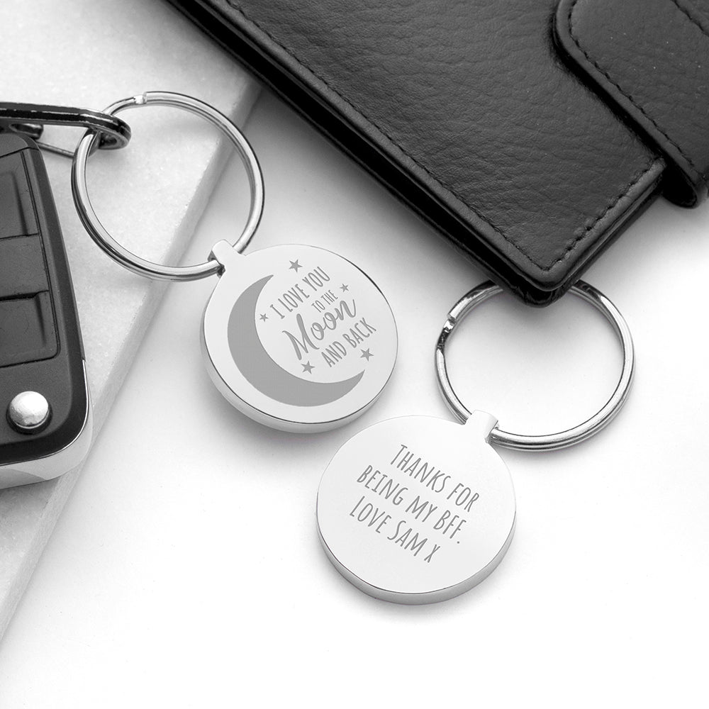 Personalized Moon and Back Keyring  Keyrings Deeply Engraved