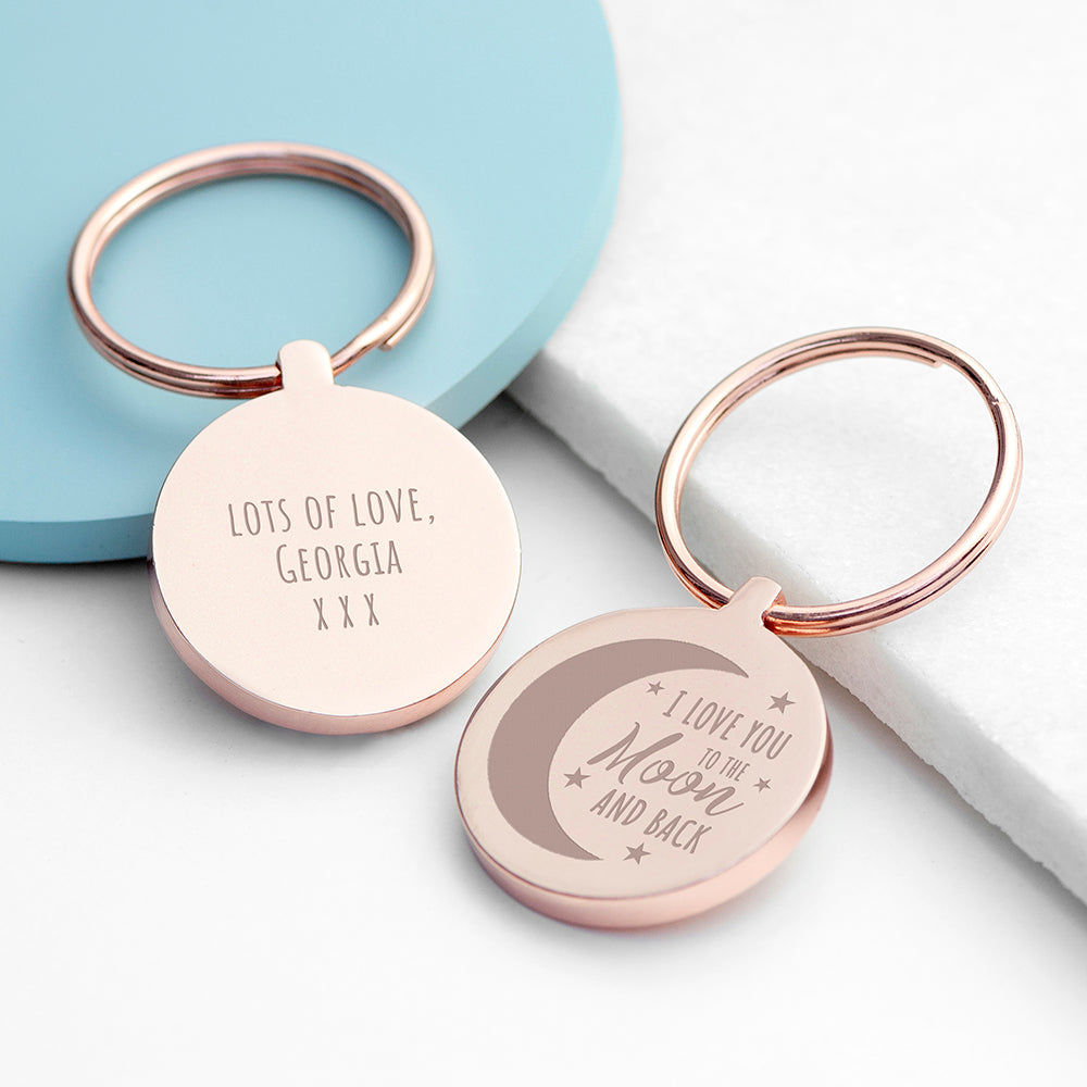 Personalized Moon and Back Keyring  Keyrings Deeply Engraved