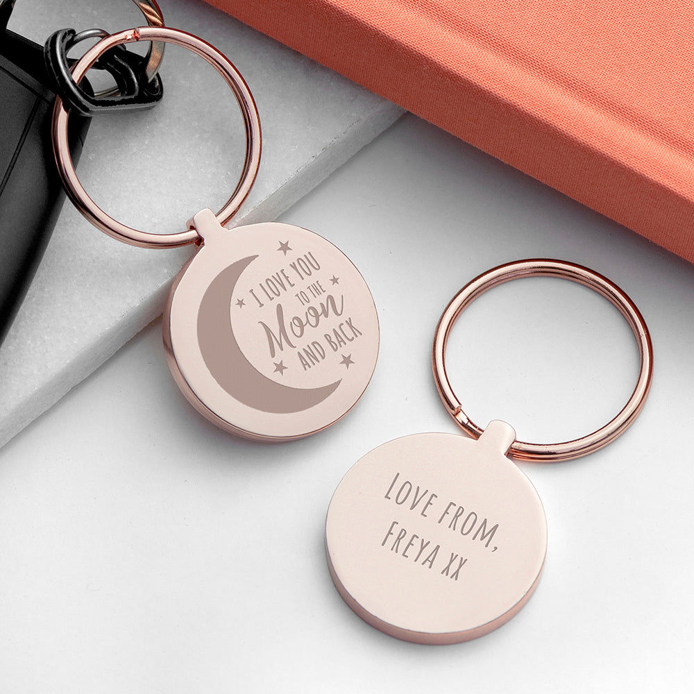 Personalized Moon and Back Keyring  Keyrings Deeply Engraved