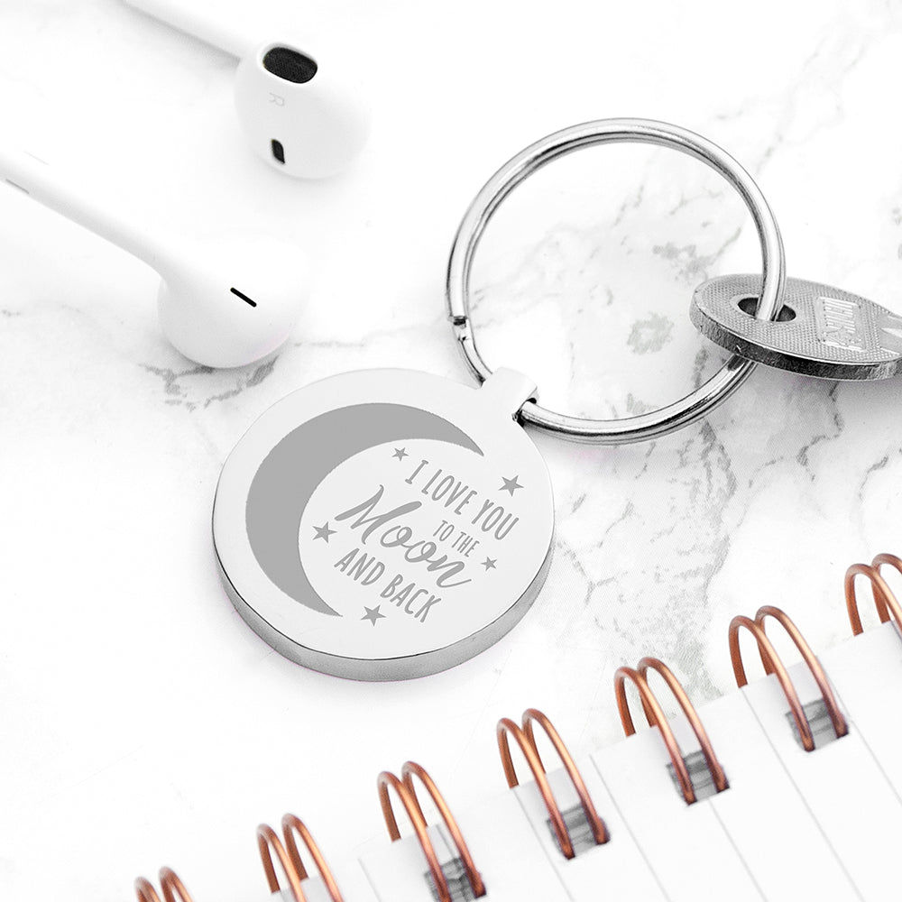 Personalized Moon and Back Keyring  Keyrings Deeply Engraved