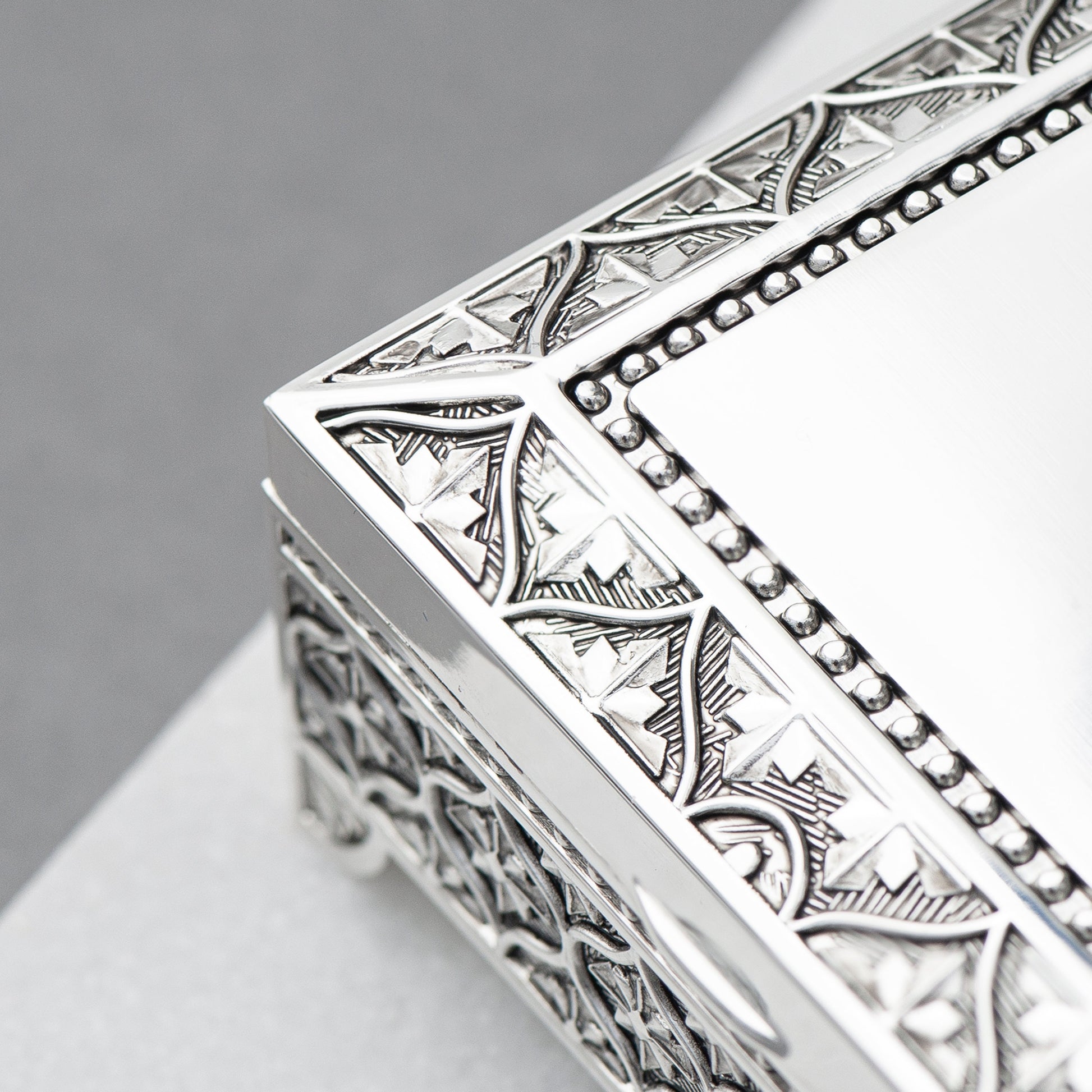 Personalized Mosaic Silver Trinket Box  Jewellery Boxes & Storage Deeply Engraved