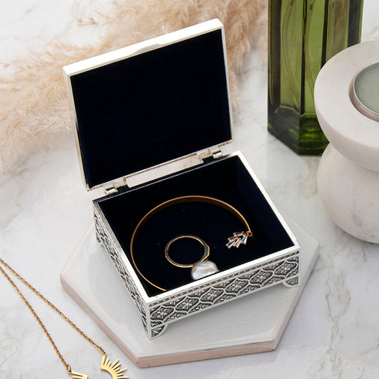 Personalized Mosaic Silver Trinket Box  Jewellery Boxes & Storage Deeply Engraved