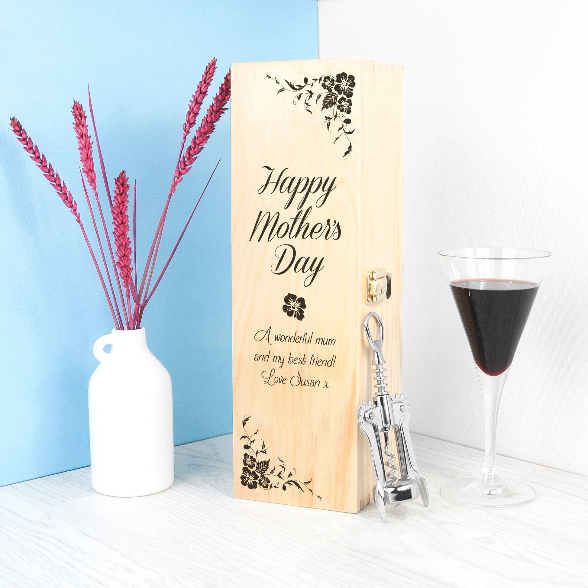 Personalized Mother's Day Wine Box  Wine Boxes Deeply Engraved