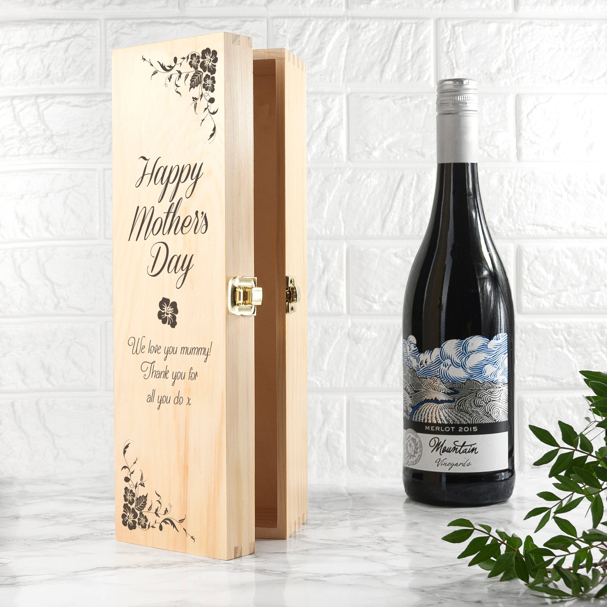 Personalized Mother's Day Wine Box  Wine Boxes Deeply Engraved