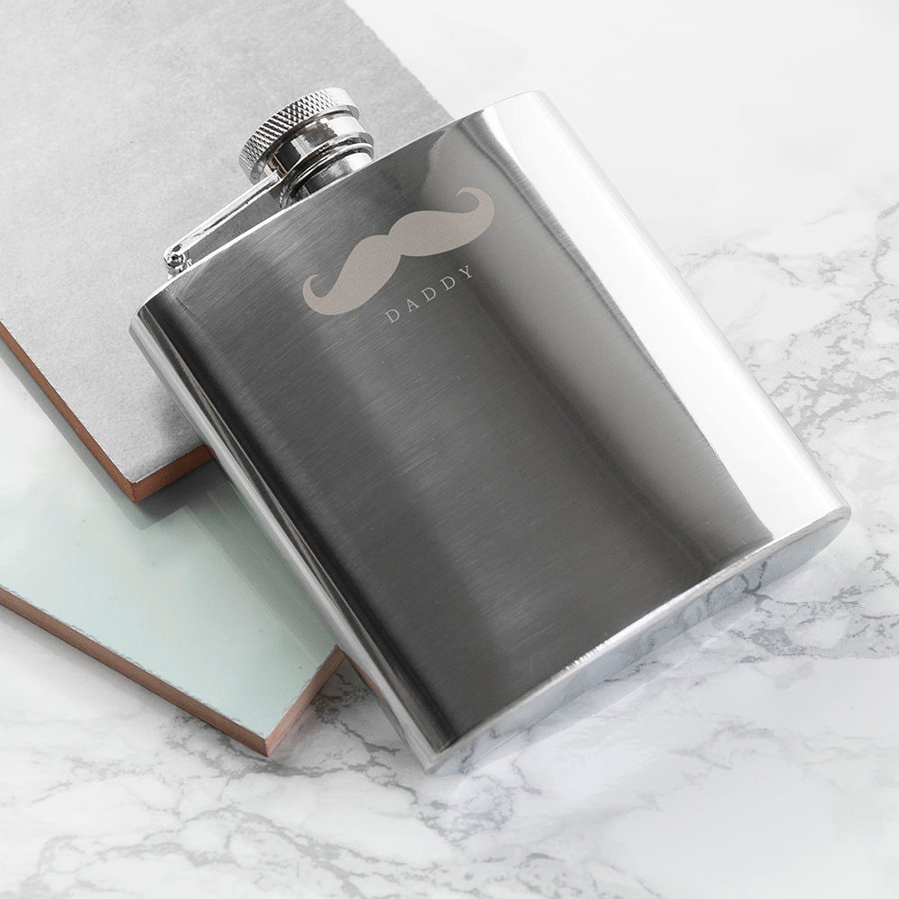 Personalized Moustache Hip Flask  Hip Flasks Deeply Engraved