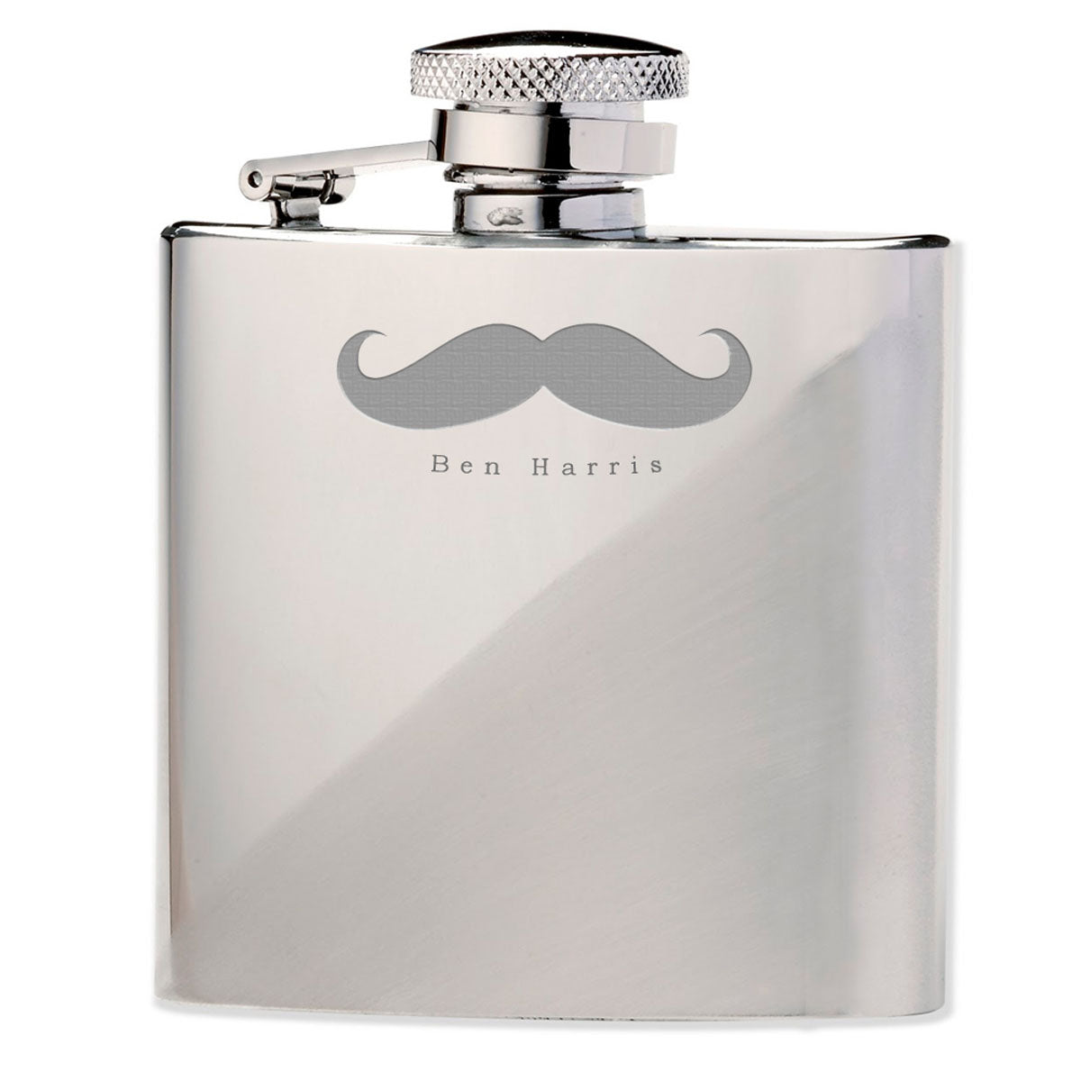 Personalized Moustache Hip Flask  Hip Flasks Deeply Engraved