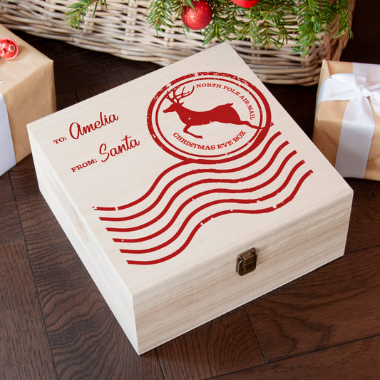 Personalized North Pole Postal Mail Christmas Box  Keepsake Boxes Deeply Engraved