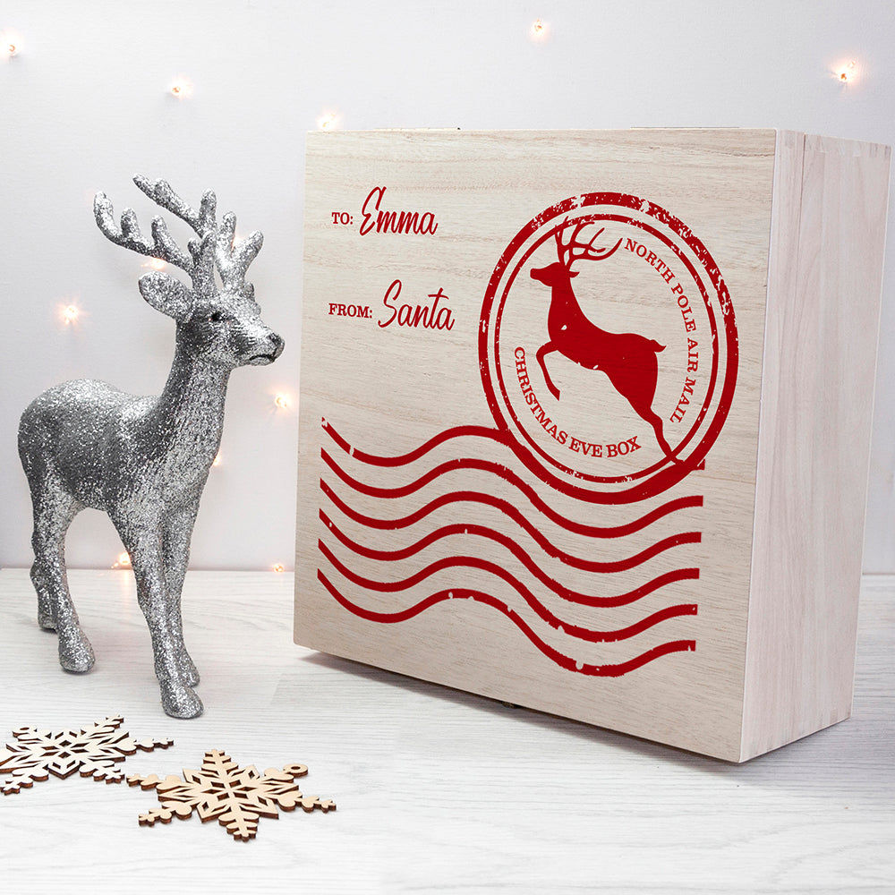 Personalized North Pole Postal Mail Christmas Box  Keepsake Boxes Deeply Engraved