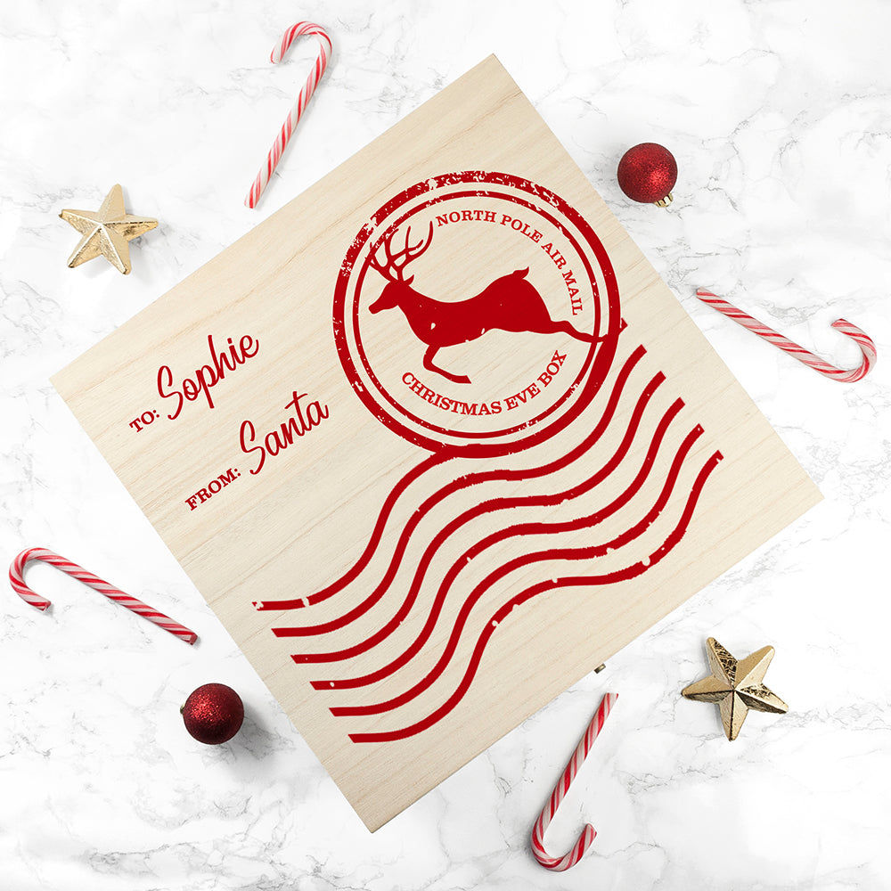 Personalized North Pole Postal Mail Christmas Box  Keepsake Boxes Deeply Engraved
