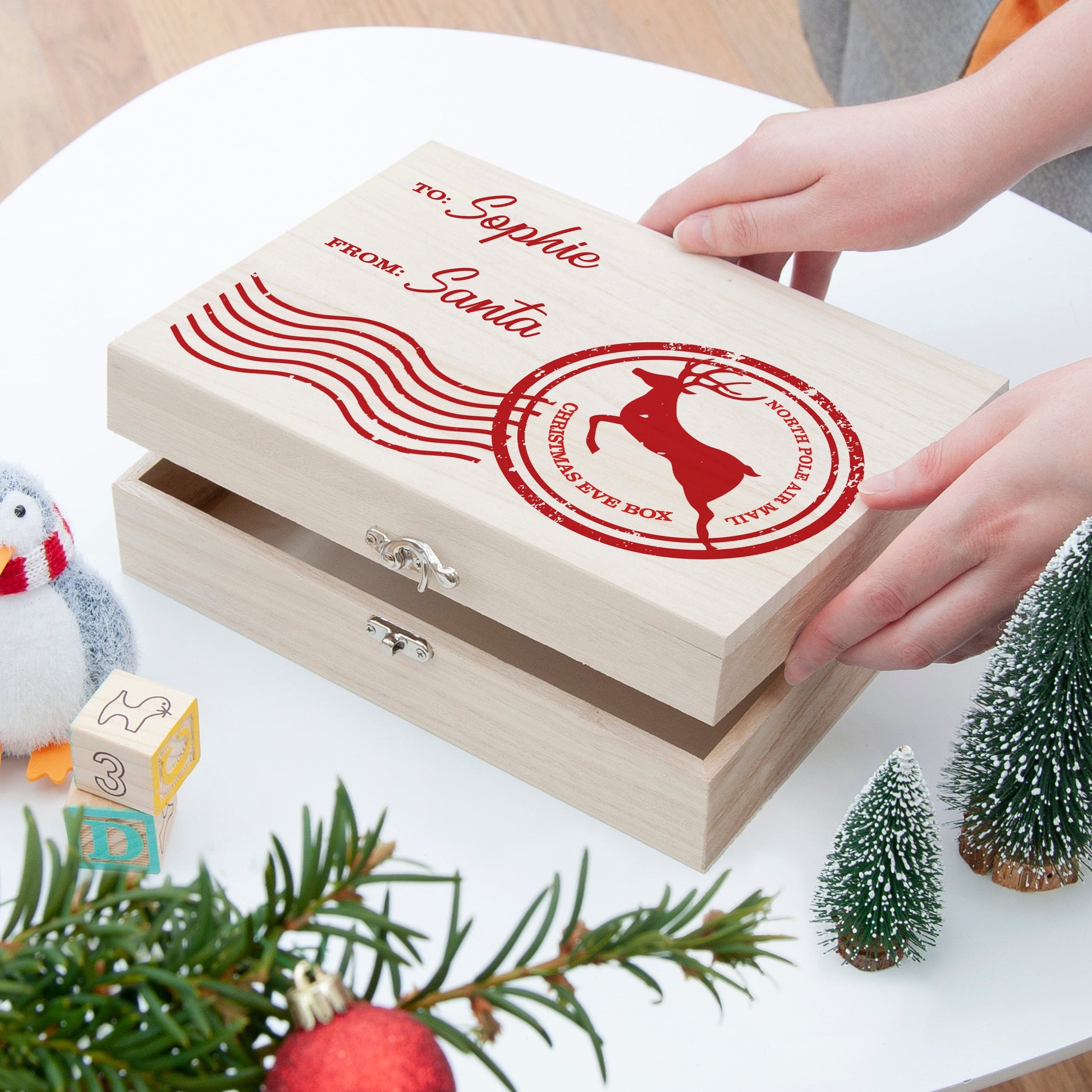 Personalized North Pole Postal Mail Christmas Box  Keepsake Boxes Deeply Engraved