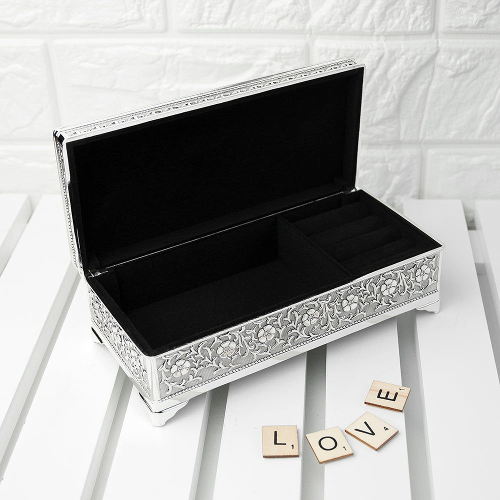 Personalized Ornatte Silver Trinket Box  Trinket Boxes Deeply Engraved