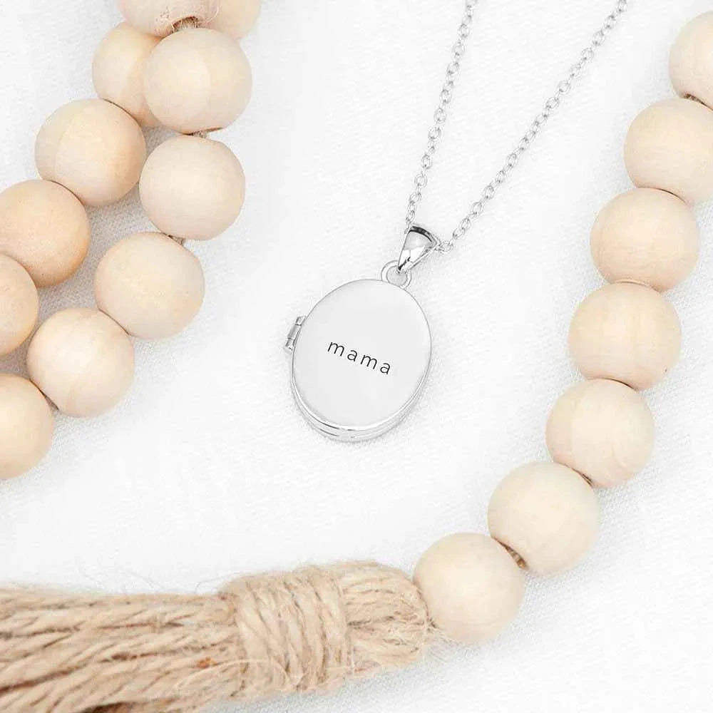 Personalized Oval Photo Locket  Necklaces Deeply Engraved