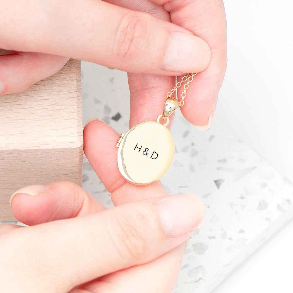 Personalized Oval Photo Locket  Necklaces Deeply Engraved