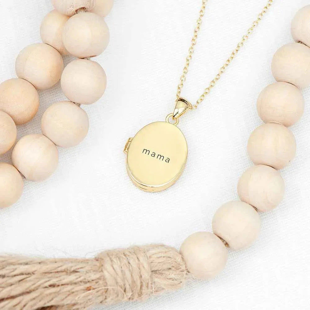 Personalized Oval Photo Locket  Necklaces Deeply Engraved